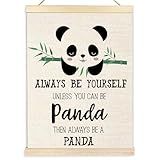 Ecezatik Panda Decor, Panda Gifts for Girls, Inspirational Quotes Always Be Yourself Unless You Can Be a Panda Poster Hanger Frame, Cute Panda Hanging Wall Decor, 12x16 Inches