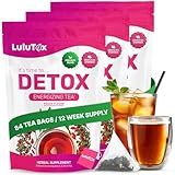 LULUTOX Detox Tea - Herbal Blend with Dandelion, Ginseng, and Ginger - Supports A Healthy Weight, Digestive Health - Vegan, All Natural, Laxative-Free - Peach Flavor (3 Pack x 28 Servings)
