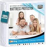 Utopia Bedding Waterproof Mattress Protector King Size, Premium Terry Mattress Cover 200 GSM, Breathable, Fitted Style with Stretchable Pockets (White)