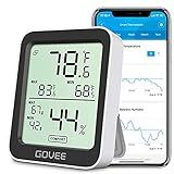 Govee Digital Hygrometer Indoor Thermometer Room H5075, Bluetooth Temperature Humidity Meter with 164ft Remote App Control, Notification Alerts, 2 Years Data Storage Export for Bedroom, Wine Cellar