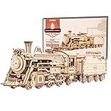 ROKR 3D Wooden Puzzle for Adults-Mechanical Train Model Kits-Brain Teaser Puzzles-Vehicle Building Kits-Unique Gift for Teens on Birthday/Christmas Day(1:80 Scale)(MC501-Prime Steam Express)