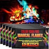 Magical Flames Fire Color Packets (12 Pack), Vibrant Multi-Color Fire for Fire Pits, Campfires, Bonfires & Fireplaces - Camping Essentials & Outdoor Party Accessories
