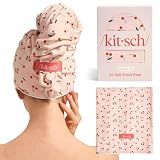 Kitsch XL Microfiber Hair Towel Wrap for Women - Cherry Print