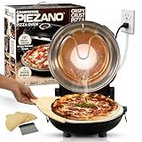 PIEZANO 12 Inch Electric Indoor Pizza Oven Heats up to 800˚F - Pizza Maker with Ceramic Stone for Crispy Crust Pizza, Cooks in Under 6 Minutes, Countertop, Dual Heat Control, Peels & Scraper Included