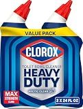 Clorox Toilet Bowl Cleaner Heavy-Duty Gel, Arctic Clean, Bleach-Free Stain Remover, Kills 99.9% of Germs, 24 oz, Pack of 2