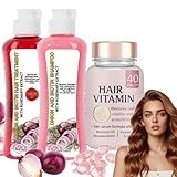 2Pcs Onion Shampoo and Conditioner + 40Pcs Leave-in Hair Conditioner Capsules, Hydrating & Repair Kit for Dry, Damaged, and Frizzy Hair 16.78Fl Oz/496ml