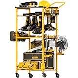 Ferreteriai Heavy Duty Mobile Tool Organizer Cart with Wheels, Large Capacity Rolling Workshop Storage, Garage and Shop Organization with Battery Holder for DIY and Professional Use