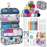 Aeelike Crochet Kit with Bag for Travel, Easy Learn to Crochet Kit for Beginners All Age,69pcs Crochet Starter Kit Include Crocheting Instruction, 21pcs Crochet Hooks,15pcs Yarn and Storage Bag