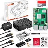 RasTech Raspberry Pi 5 8GB Kit 64GB Edition with Active Cooler,27W GaN 5.1V5A USB-C Power Supply,Pi5 8GB Board,64GB Card Readers Kit,Pi 5 Case,Dual 4K Micro HD Out Cables and User Manual