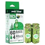 The Original Poop Bags® – 92% Plant-Based Dog Waste Bags, USDA Certified Biobased, Extra-Thick & Leakproof, Unscented, 60 Bags (4 Leash Rolls)
