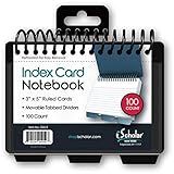 iScholar Index Card Book, Poly Wire, 3 Tabs, Color Will Vary (03512), 3x5 inches