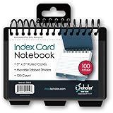 iScholar Index Card Book, Poly Wire, 3 Tabs, Color Will Vary (03512), 3x5 inches