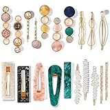Mehayi 20 PCS Macaron Pearl Acrylic Resin Fashion Hair Clips Set, Cute Hair Barrettes Bobby Pins, Boho Fancy Hairpin Accessories Headwear Styling Tools, Gifts for Women Girls Decorative Wedding
