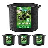 Land Guard 4-Pack Fabric Grow Bags 5 Gallon, Thickened Nonwoven Garden Pots, Growing Bags with Handles, Black