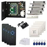 MENGQI-CONTROL 4 Door Access Control System with 600lbs Magnetic Lock Entry Access Control Panel 110V Power Supply Box RFID Reader Exit Button Enroll USB Reader RFID Card Key Fob APP Remote Open Lock