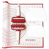 5 pcs Pizza Tools Set incl Dough Roller and Docker and Silicone Pastry Dough Mat and Dough Scraper Cutter Time-Saver Dough Tools Set (5 pcs)