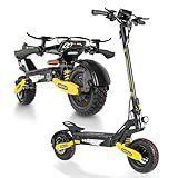 EOEOTWO Electric Scooter for Adults, 1200W/2400W Motor Fast E-Scooter, 11" Off-Road Tires, Up to 30/40 MPH Top Speed & 20/43 Miles Long Range, Dual Brake, Foldable (1200W - 48V 13Ah, Yellow)