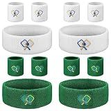 Suhine 4 Pcs Sports Headband 8 Pcs Moisture Wicking Wristband Breathable Sweat Absorption Sweatband for Christmas Valentine Gift