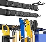 UUP 64 Inches Garage Storage, Garage Organization, Wall Mount Garden Tool Organizer, Max 620lbs Adjustable Metal Hooks, Yard Shed Rack, Tool Holder for Hanging Rake Broom Mop Snowboard, Home Gift