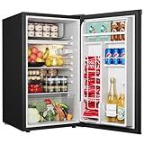 EUHOMY 3.1 Cu.Ft Mini Fridge with Freezer, Single Door Compact Refrigerator, Adjustable Thermostat, Mini Refrigerator Low Power, Mini fridge for Bedroom, Dorm, Office, New Black