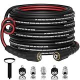 VIVIDWASH Flexible 1/4" Pressure Washer Hose 50FT,3600PSI Kink Resistant Power Washer Replacement Hose with Leak-Free M22-14mm&3/8" Quick Connect Kit,Used for Extension