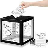 Pajean 50 Pcs Greenery Share a Memory Cards for Collections of Life Memory Guest Cards Box Ideas for Funeral Graduation Wedding Bridal Shower Birthday Anniversary Retirement(Black)