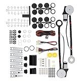 JDMSPEED New Universal Electric Power Window Lift Regulator Conversion Kit with Switches Wiring and Hardware for 2 Door Pickup SUV Truck Van Car