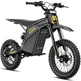 Heybike Villain Electric Dirt Bike, 4160W E Dirt Bike with 52V 26AH Battery, 14"/12" Fat Tire Electric Motorcycle for Teens, Max 45MPH Ebike with Reversing Function（Raven Black）