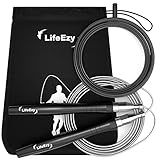 Jump Rope, High Speed Weighted Jump Rope - Premium Quality Tangle-Free - Self-Locking Screw-Free Design - Skipping Rope for Workout Fitness, Crossfit & Home Exercises (Black)