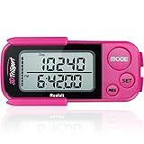 Realalt 3DTriSport Walking 3D Pedometer with Clip & Strap, eBook Included | 30 Days Memory, Accurate Step Counter, Walking Distance Miles/Km, Calorie Counter, Daily Exercise Time Monitor - Magenta