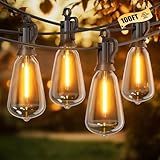 Brightown Outdoor String Lights Patio Lights, 100FT ST38 Shatterproof Dimmable Waterproof Connectable LED Christmas Lights, Hanging Outside Light for Backyard, Porch, Deck, Balcony, Garden, Home Decor