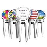 Gloryage Custom Golf Divot Tool & Personalized Ball Marker with Photo/Text/Logo - Premium Metal Repair Pitch Fork, Unique Golf Gifts for Men, Groomsmen, Father's Day
