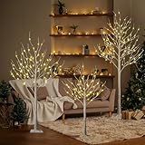 LIGHTSHARE LED Birch Tree Light Set - 4ft, 6ft, 8ft Trees with Warm White Lights - Indoor Outdoor Christmas Wedding Party Decorations (3-Pack)