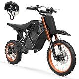 ESKUTE Electric Dirt Bike for Teens Adults, Mid-Drive Motor 3500W Peak, Electric Motorcycle 48V23Ah Battery, 53-Mile Range, 38mph, Hydraulic Nitrogen Dual Shock Absorbers, Orange-black With Helmet