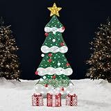 Best Choice Products 6ft Lighted 2D Christmas Tree Outdoor Décor, Large Holiday Yard Decoration w/ 170 Twinkling LED Lights, Storage Bag - Red