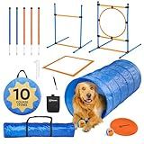 PetCove Dog Agility Set - Backyard Obstacle Course with Jumps, Tunnel and Training Equipment - Dog Agility Course Backyard Set - Assembles in Minutes - Includes Carrying Bags for Transport & Storage