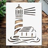 Lighthouse Stencil – 5" x 6" Reusable Plastic Template for Nautical Painting, Scrapbooking, Drawing, Airbrush & Coastal DIY Crafts