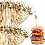 Eco-friendly Gold Wooden Ball Food Picks (Pack of 100) - Sustainable Skewers And Bamboo Picks for Charcuterie, Appetizers, & Cocktail Picks For Parties, Casual Dining & More, 4.7"