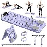 JANUA Pilates Board - Pilates Reformer Set, Multi-Purpose Foldable Pilates Reformer Board for Home, 5 in 1 Pilates Sliding Board (Purple Set)