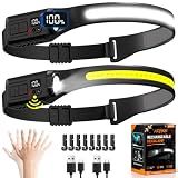 Headlamp Rechargeable 2P, 230° LED Head Lamp for Adults with Motion Sensor