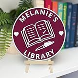 6'' Custom Acrylic Library Sign with Stand, Bookshelf Sign Personalized, 12 Background Colors, Perfect Bookshelf or Desk Decor for Book Lovers and Reading Nooks