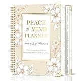 Peace of Mind Planner, Spiral End of Life Planner with Tabs for Senior, Guided Estate Planning Organizer for Final Arrangements & Important Affairs, 7.9"x10.4", Flower