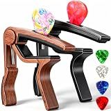 Capo Guitar Capo for Acoustic Electric Guitar Ukulele - 2 Pack Guitar Kapo Clip Clamp with Picks Holder