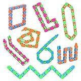 8Pcs 24Links Fidgets Wacky Tracks Fidget Toys for Kids Valentines Day Gifts Classroom Gifts School Easter Stocking Stuffers Plastic Sensory Autism Snap Fidget Click Snake Toys for Adults Travel 11inch