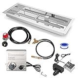 Hisencn Drop-in Fire Pit Kit 36 x 12 Inch, Fire Pit Insert H Burner with Spark Ignition and Propane Hose Kit for Propane Fire Pit, Fire Table Insert, Indoor or Outdoor Decorative Fireplace
