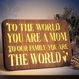 Mom Birthday Gifts, Heartwarming Walnut Wooden Night Light Gifts for Mom
