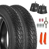 RUHUO 2-Pack 20x4.0 Fat Bike Tire, 20 Inch Mountain Bike Tires & Tubes Set, Folding Replacement Bicycle Tires with Tire Levers for Off-Road Bike, Ebike (Black)