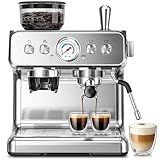 Kismile Espresso Machine with Grinder, 20 Bar Expresso Coffee Machines with Milk Frother, 58mm Expresso Machines for Home, Perfect for Cappuccino & Latte, Stainless Steel(2026 Upgrade)