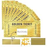 WenmthG 10 Sets Golden Ticket with Envelope, Scratch Card Surprise Gift Reveal, Birthday Wedding Card Concert Ticket Cinema Voucher Raffle Gift