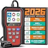 BluSon YM319 OBD2 Scanner Diagnostic Tool with Battery Tester, Check Engine Fault Code Reader with Live Data, Cloud Printing, DTC Lookup, Freeze Frame, Scan Tool for All OBDII Cars Since 1996, Red